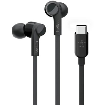 Belkin ROCKSTAR Sluchátka s USB-C - černá ergonomický tvar
